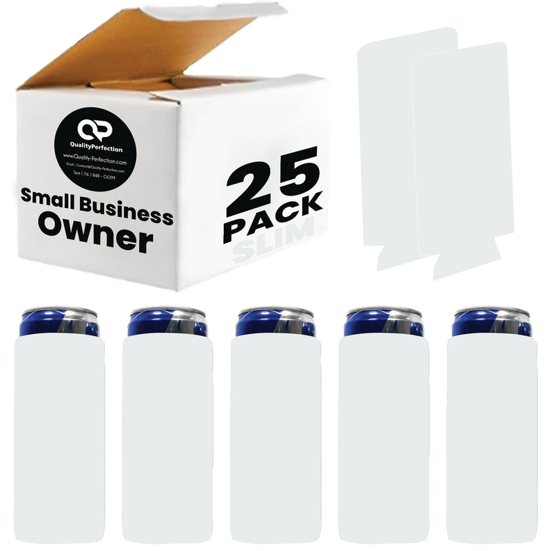 Slim Foam Can Cooler Sleeves 12 oz Skinny Soft Sleeves - 25 Pack