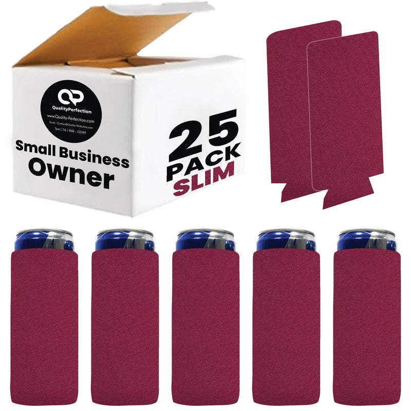 Slim Foam Can Cooler Sleeves 12 oz Skinny Soft Sleeves - 25 Pack