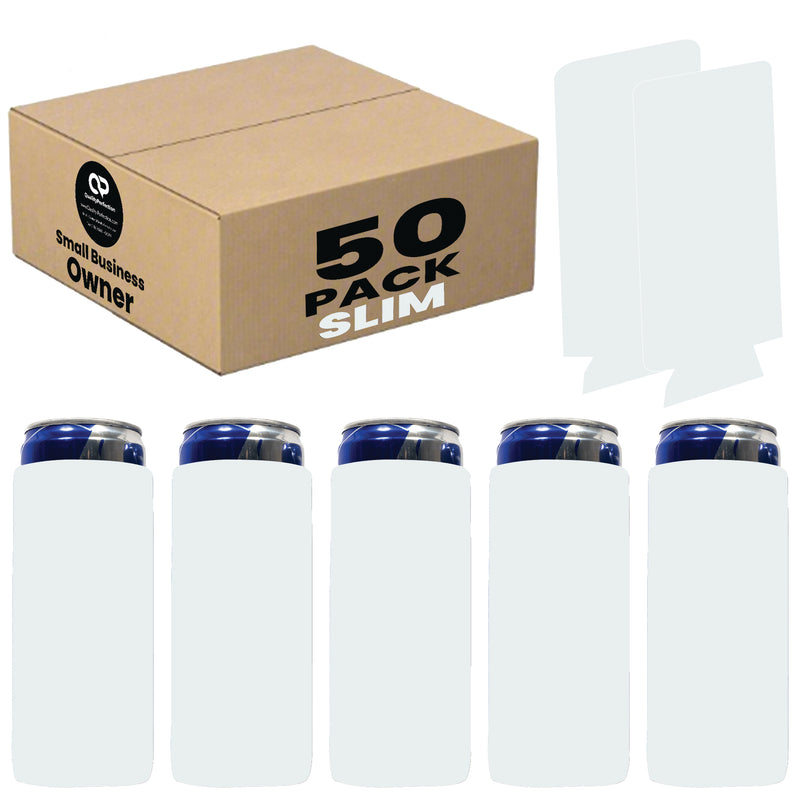 Slim Foam Can Koozie Sleeves 12 oz Blank Skinny Soft Sleeves - 50 Units