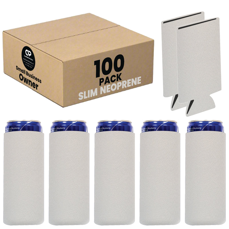 Slim Blank Can Coolers, Skinny Coolie 4mm Neoprene - 100 Units