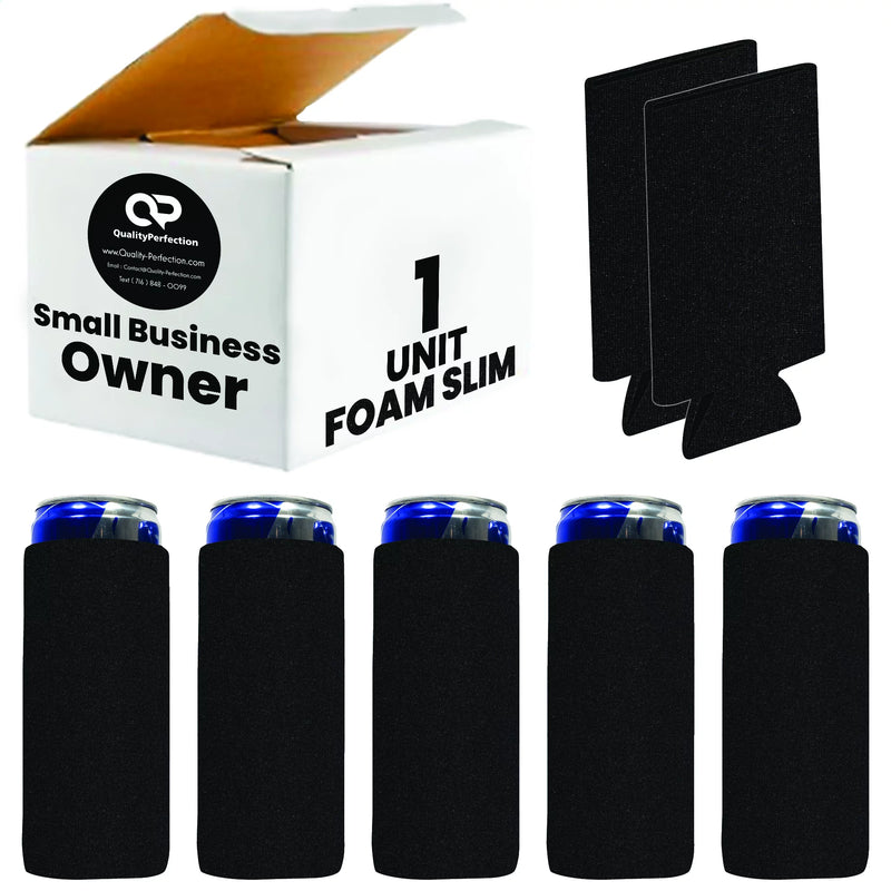 Slim Blank Foam Can Cooler 12 oz 4mm Soft Sleeves - 1, 6, 12