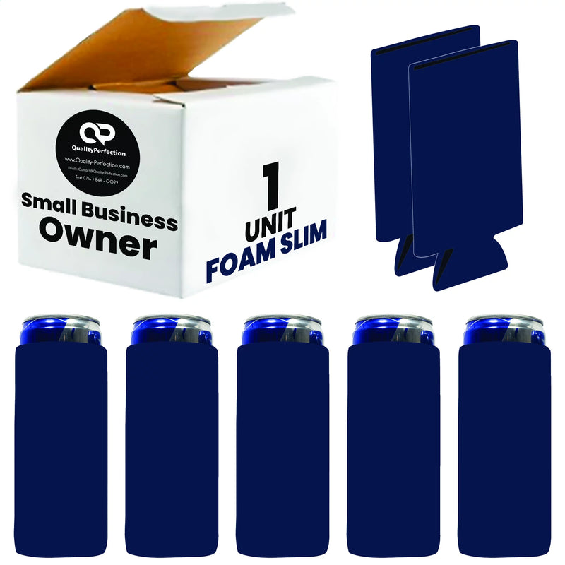 Slim Blank Foam Can Cooler 12 oz 4mm Soft Sleeves - 1, 6, 12