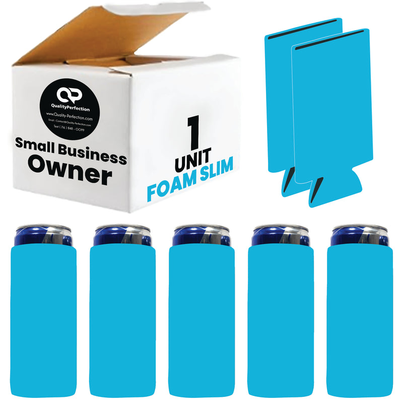 Slim Blank Foam Can Cooler 12 oz 4mm Soft Sleeves - 1, 6, 12