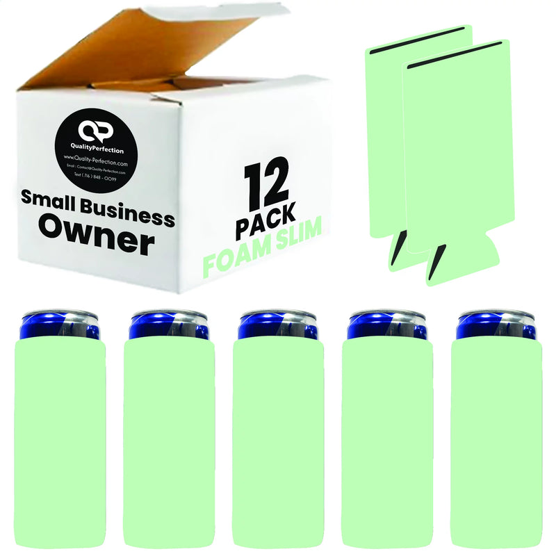 Slim Blank Foam Can Cooler 12 oz 4mm Soft Sleeves - 1, 6, 12