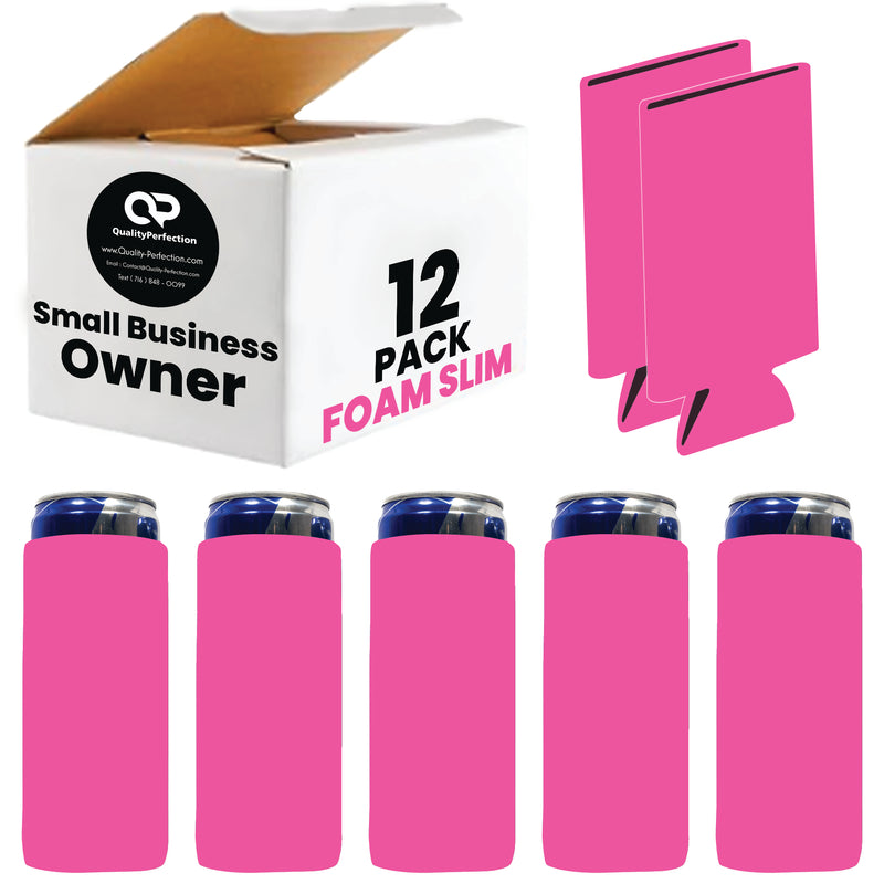Slim Blank Foam Can Cooler 12 oz 4mm Soft Sleeves - 1, 6, 12