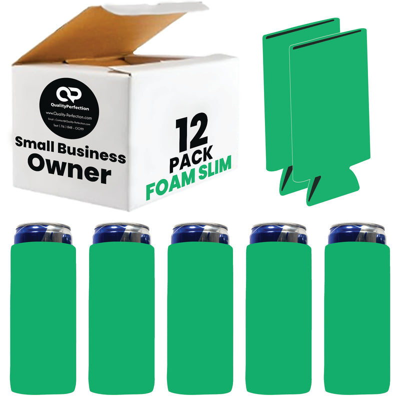 Slim Blank Foam Can Cooler 12 oz 4mm Soft Sleeves - 1, 6, 12