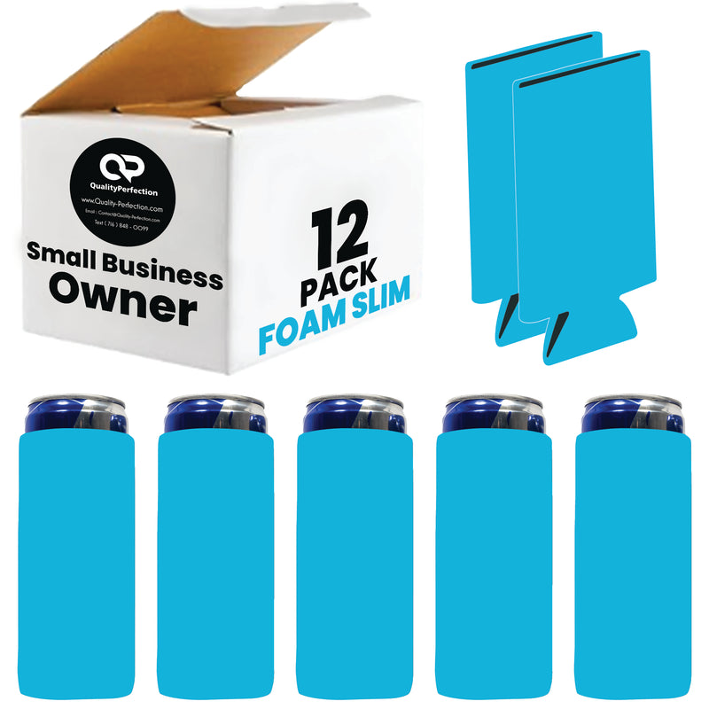 Slim Blank Foam Can Cooler 12 oz 4mm Soft Sleeves - 1, 6, 12