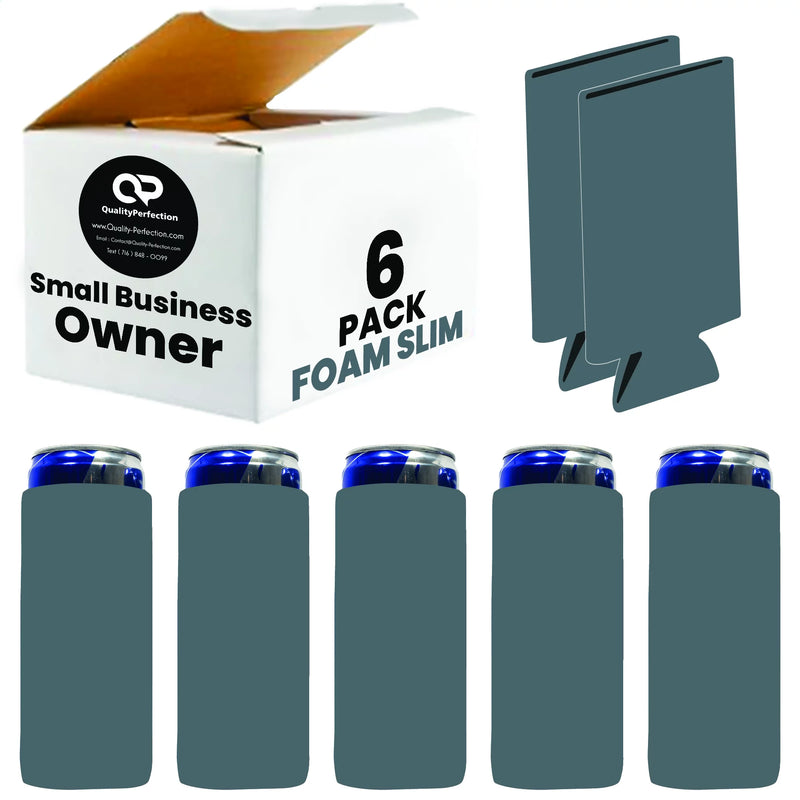 Slim Blank Foam Can Cooler 12 oz 4mm Soft Sleeves - 1, 6, 12
