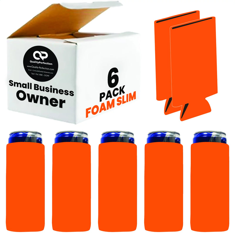 Slim Blank Foam Can Cooler 12 oz 4mm Soft Sleeves - 1, 6, 12