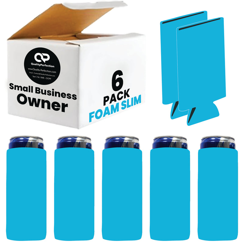Slim Blank Foam Can Cooler 12 oz 4mm Soft Sleeves - 1, 6, 12