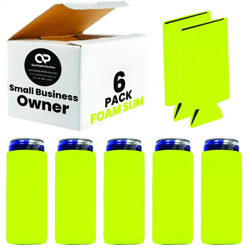 Slim Blank Foam Can Cooler 12 oz 4mm Soft Sleeves - 1, 6, 12