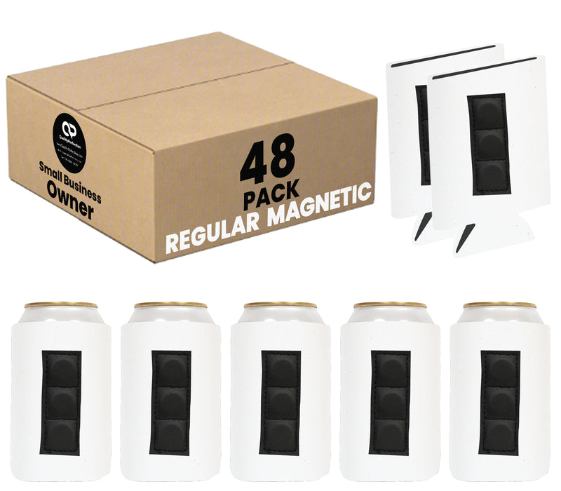 Magnetic Can Cooler 12 oz Blank Regular Neoprene 4mm Thick - 48 Units Bulk - 3 magnets