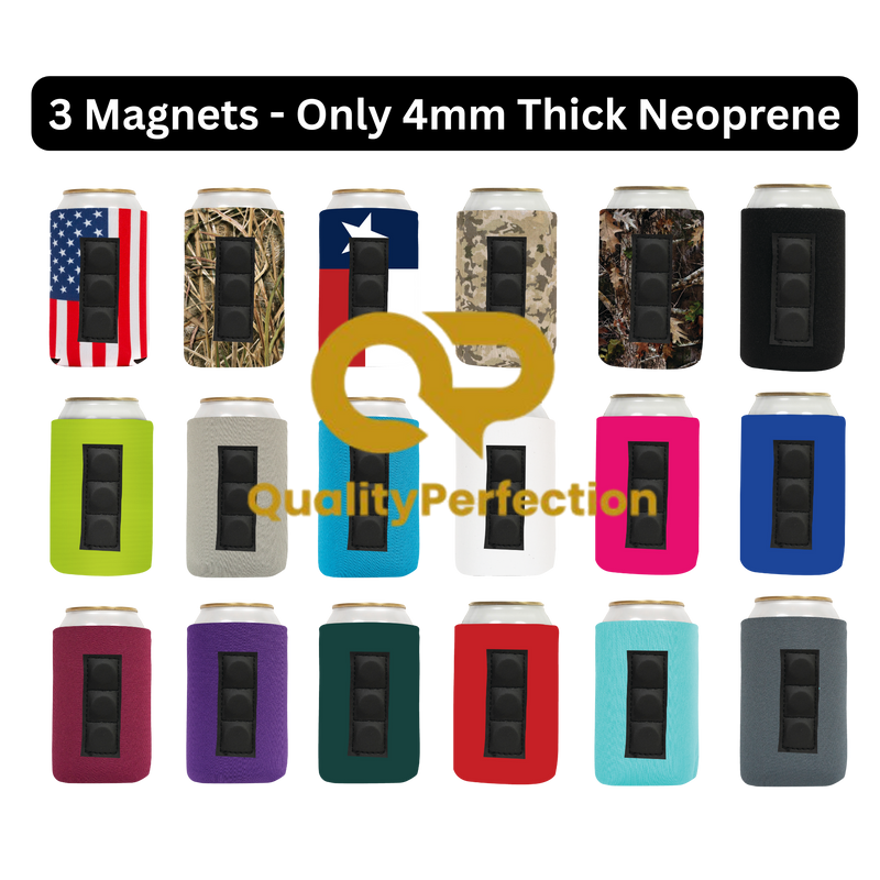 Magnetic Neoprene Can Cooler 12 oz Blank Regular 4mm Thick - 2 Unit - 3 magnets