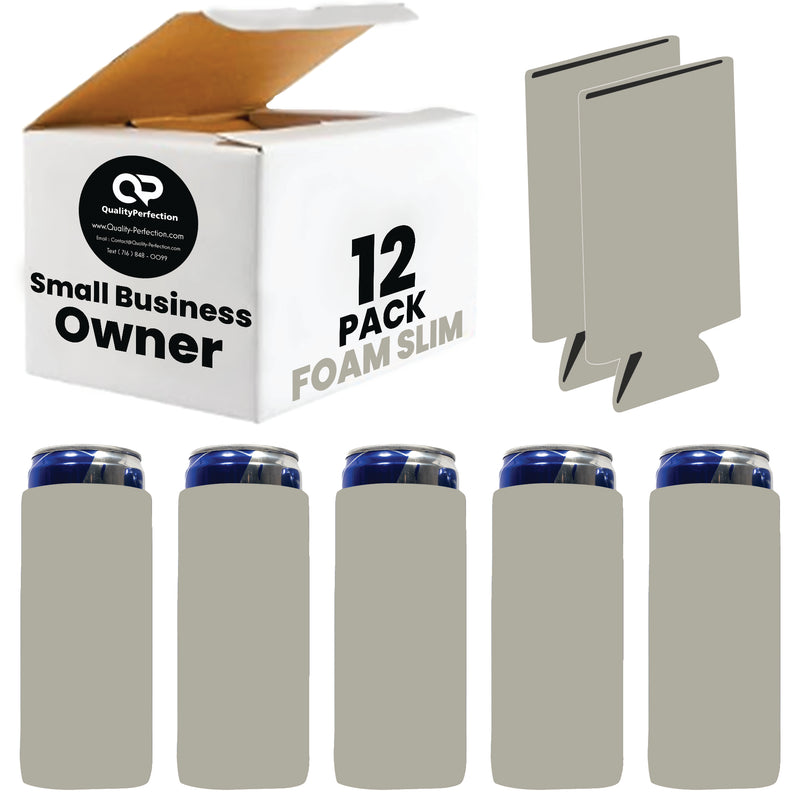 Slim Blank Foam Can Cooler 12 oz 4mm Soft Sleeves - 1, 6, 12