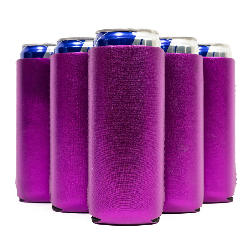 Slim Can Cooler Sleeves 12oz , Metallic Skinny Neoprene 4mm Thickness - Color Defect - BIG SAVINGS - QualityPerfection