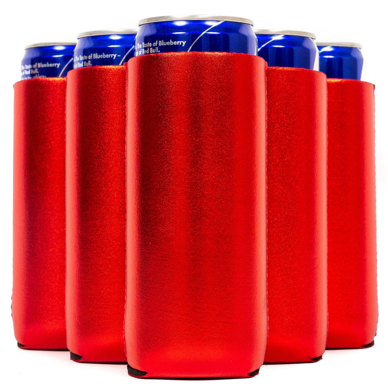 Slim Can Cooler Sleeves 12oz , Metallic Skinny Neoprene 4mm Thickness - Color Defect - BIG SAVINGS - QualityPerfection