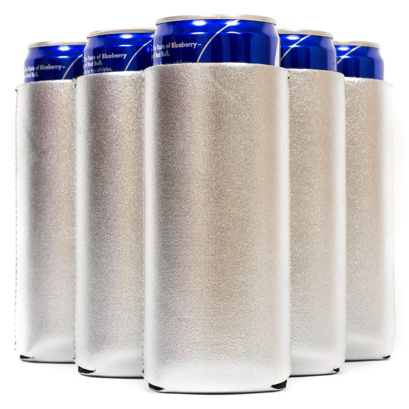 Slim Can Cooler Sleeves 12oz , Metallic Skinny Neoprene 4mm Thickness - Color Defect - BIG SAVINGS - QualityPerfection