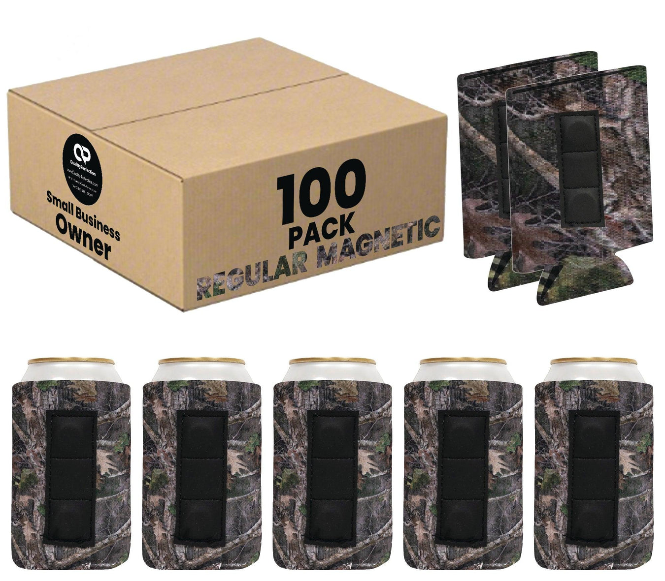50/100 Pack Bulk: 3-Magnet "Triple Hold" Regular Can Coolers - Premium Neoprene 12oz Sleeves
