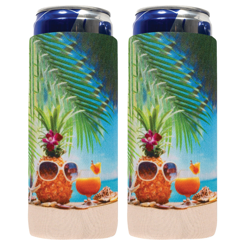 Ms Ananas Slim Can Cooler Sleeves, Skinny Neoprene 4mm Thickness