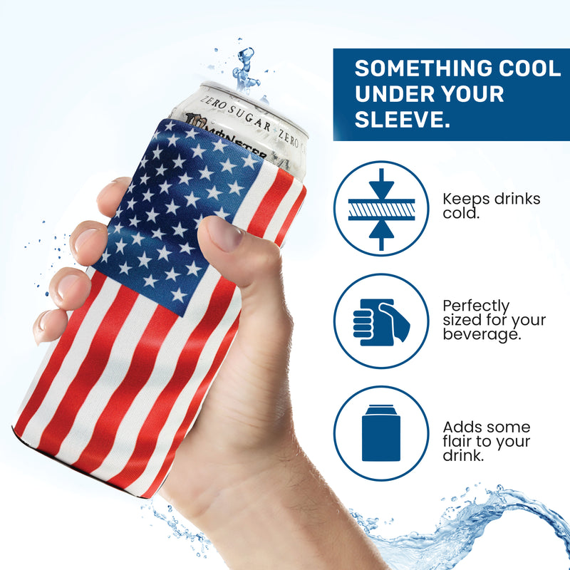 USA Flag 16 oz Tallboy 4mm Thick Neoprene -1 ,American Waving Flag