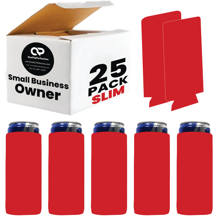 Slim Foam Can Cooler Sleeves 12 oz Skinny Soft Sleeves - 25 Pack