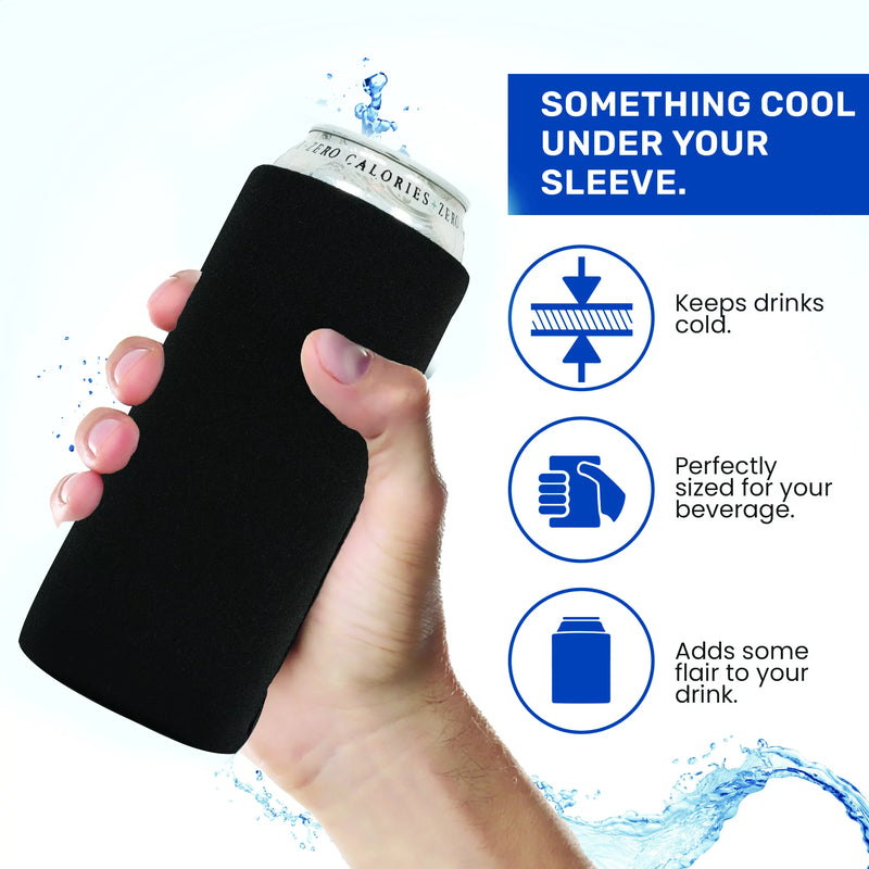 16 oz Black Can Cooler , Tallboy 4mm Thick Neoprene - 1, 6 Units