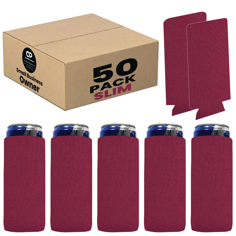 Slim Foam Can Koozie Sleeves 12 oz Blank Skinny Soft Sleeves - 50 Units