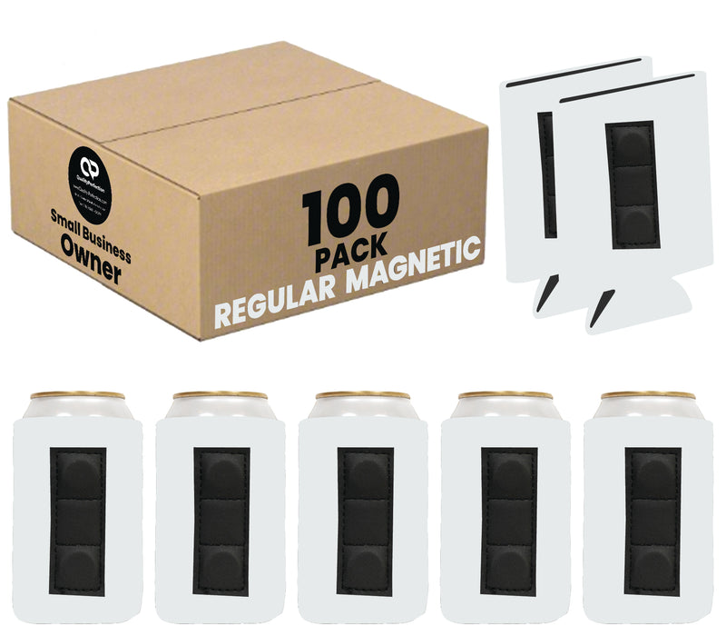Magnetic Can Sleeve 12 oz Regular Blank Neoprene 4mm Thick - 100 Units Bulk - 3 magnets