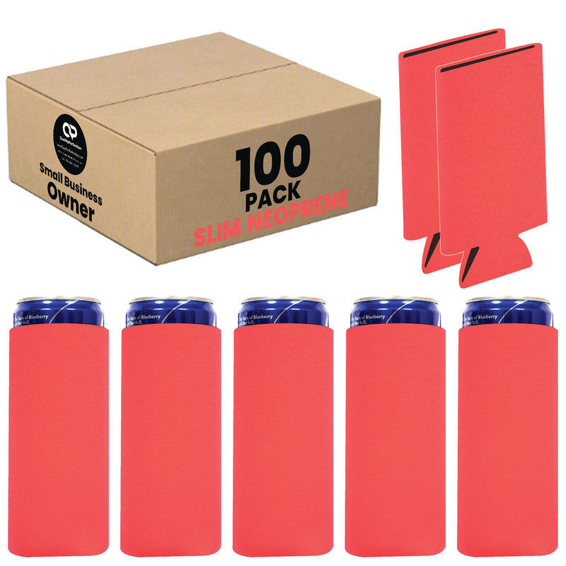 Slim Blank Can Coolers, Skinny Coolie 4mm Neoprene - 100 Units