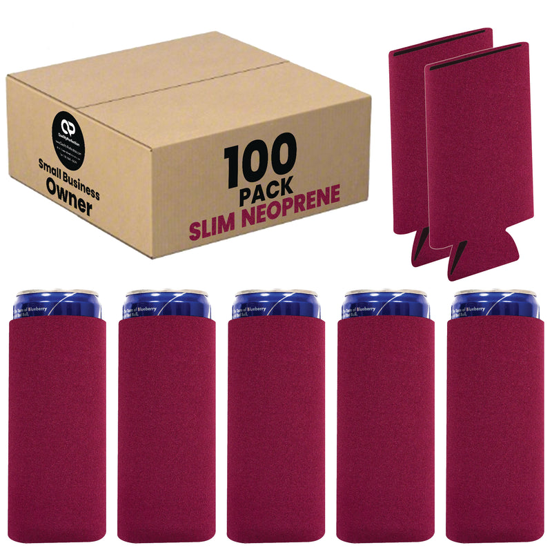 Slim Blank Can Coolers, Skinny Coolie 4mm Neoprene - 100 Units
