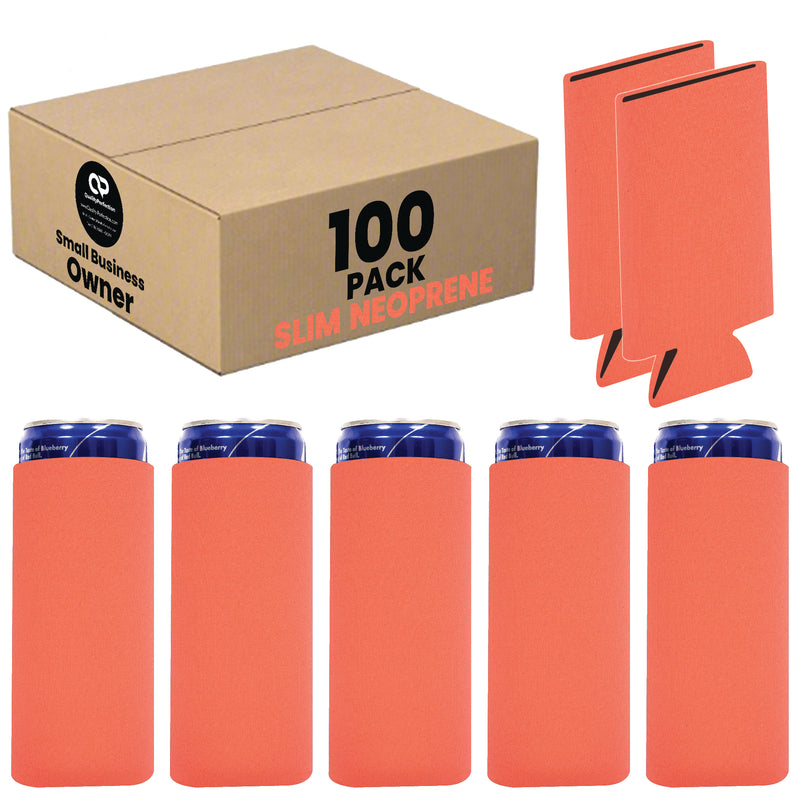 Slim Blank Can Coolers, Skinny Coolie 4mm Neoprene - 100 Units