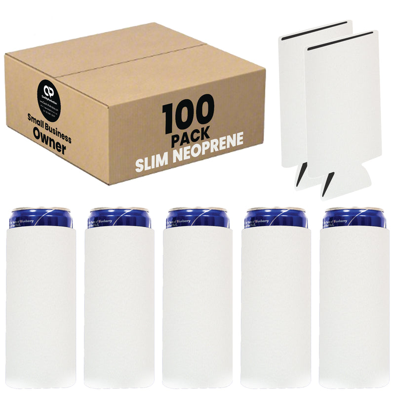Slim Blank Can Coolers, Skinny Coolie 4mm Neoprene - 100 Units