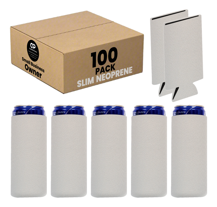 Magnetic Slim Can Cooler Sleeve 12 oz, Skinny Neoprene - 100 Unit Bulk
