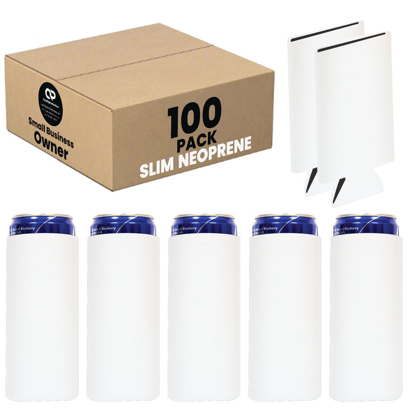 Slim Blank Can Coolers, Skinny Coolie 4mm Neoprene - 100 Units