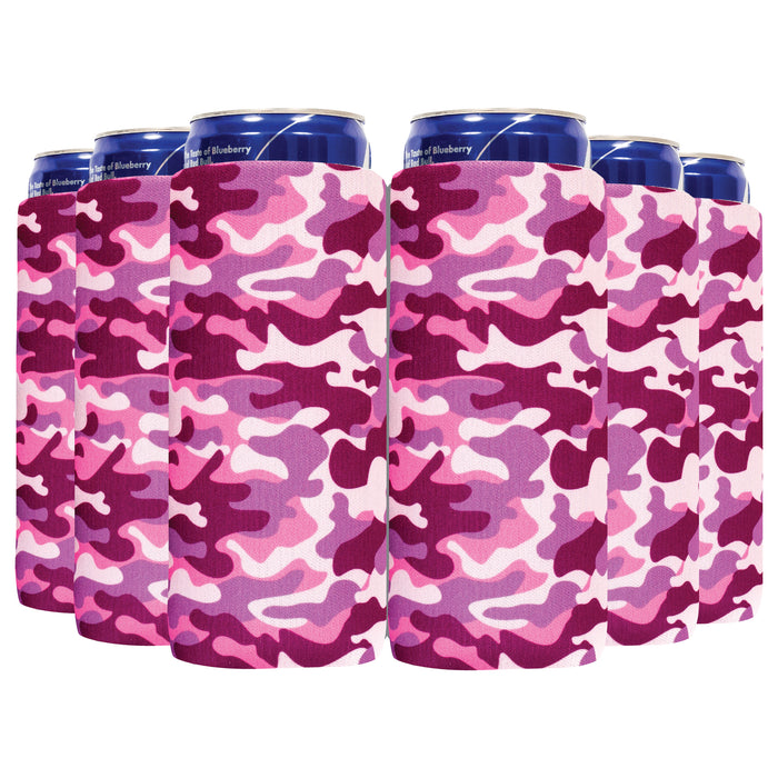 Camo Military Pink Slim Can Cooler Sleeves, 12oz Neoprene 4mm Thick