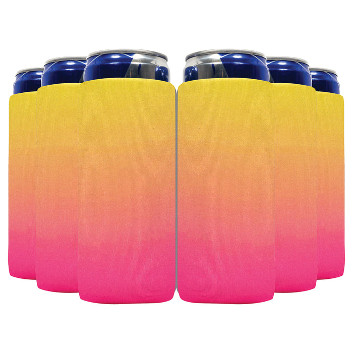 Slim 12oz Can Cooler Sleeves Ombre Colors 4mm Thick Neoprene