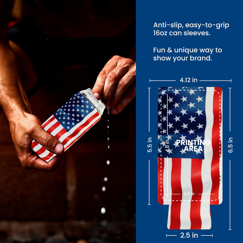 USA Flag 16 oz Tallboy 4mm Thick Neoprene -1 ,American Waving Flag