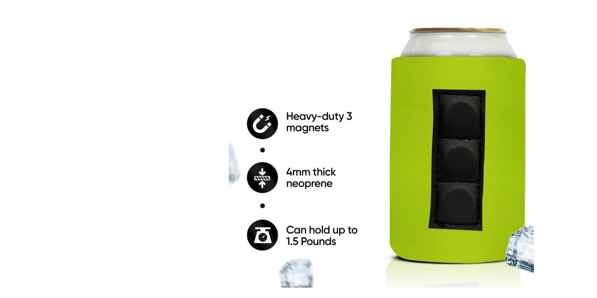 Magnetic can koozie 4mm thick neoprene 3 magnets heavy duty