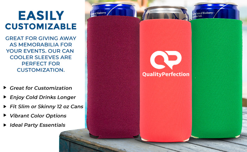 Slim Blank Can Coolers, Skinny Coolie 4mm Neoprene - 100 Units