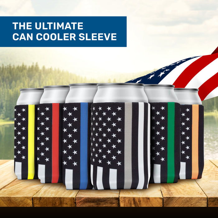 American Waving Flag Can Cooler Sleeves, Regular 12 oz 4mm Neoprene