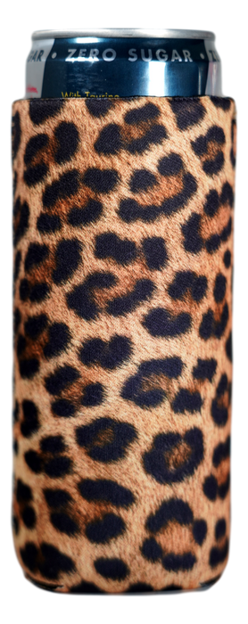 Leopard Slim Can Cooler, 12 oz Neoprene 4mm Thick