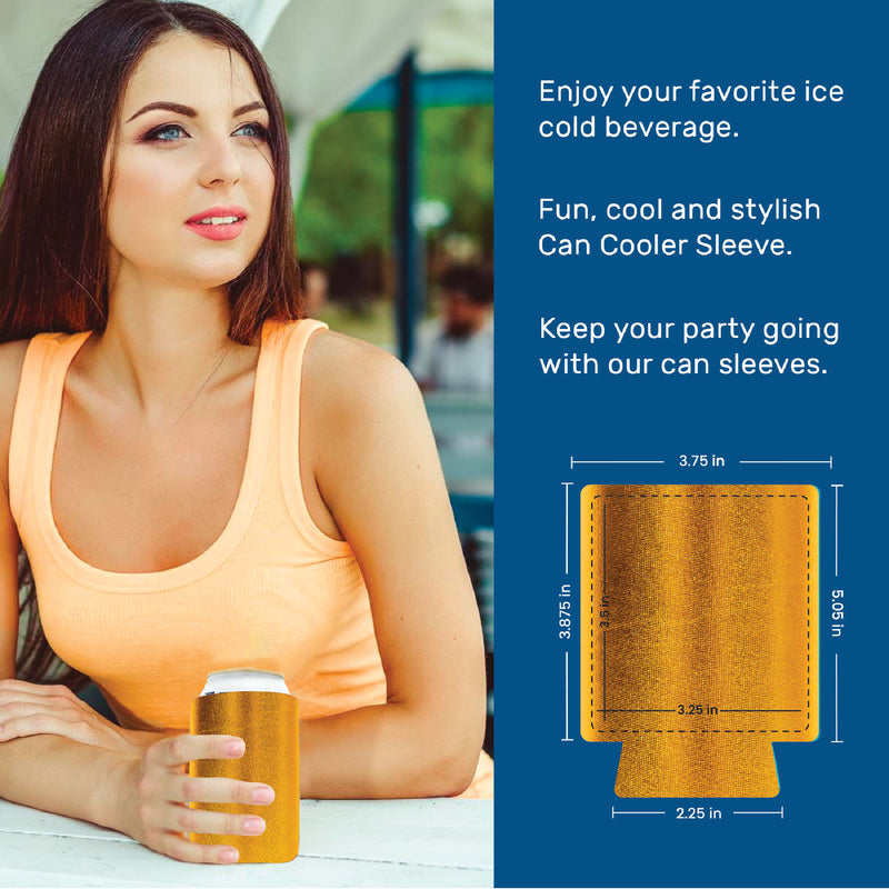 Gold Metallic Blank Can Cooler Sleeve, 12oz Regular Neoprene 4mm Thick