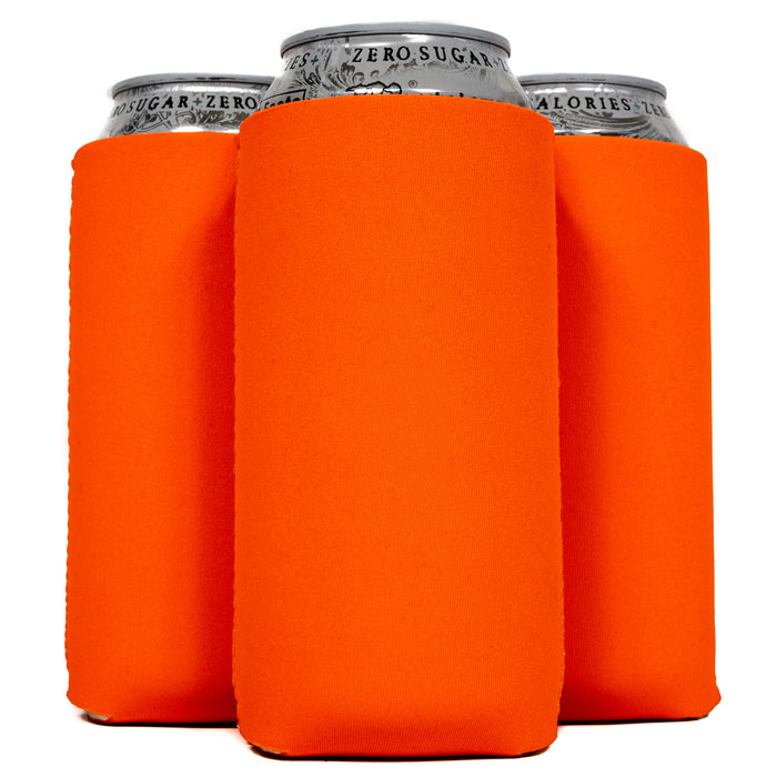 Can Coolers - 25 pack- 4mm Collapsible Beer Holders To Keep Your Beer Cold  - Insulated Cans Holder - Neon Orange