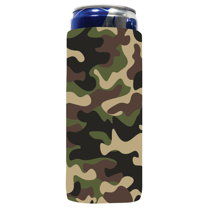 Camo Military Brown Slim Can Cooler Sleeves, 12oz Neoprene 4mm Thick