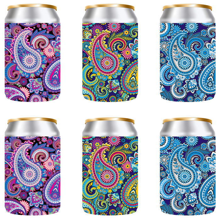 Old Paisley Can Cooler Sleeves, Neoprene 4mm Thick 12 oz