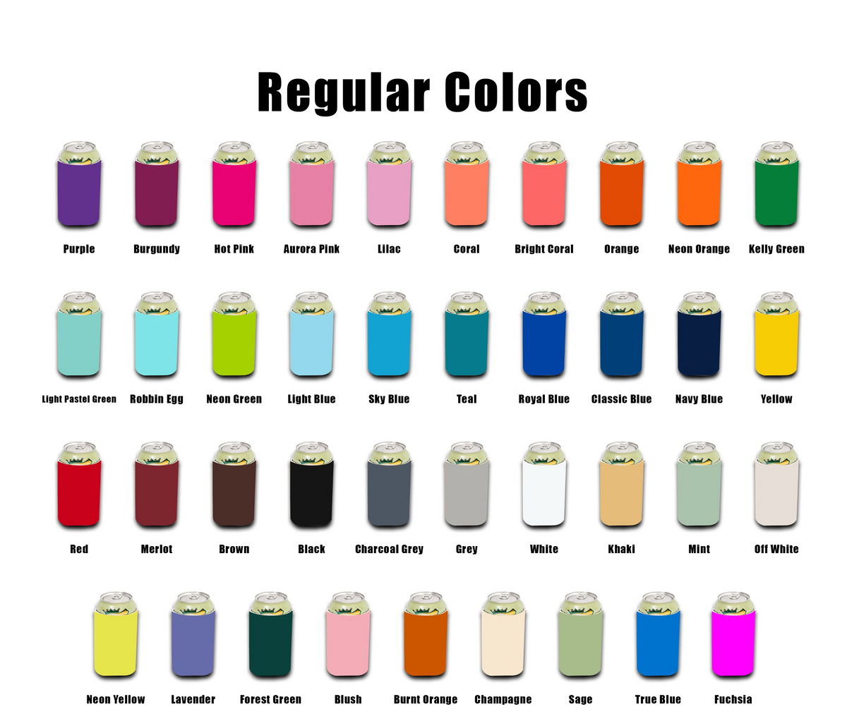 Color Code Coolers Regular Blank Can Coolers 4mm Neoprene, Bulk 12 oz - 25 Units ...