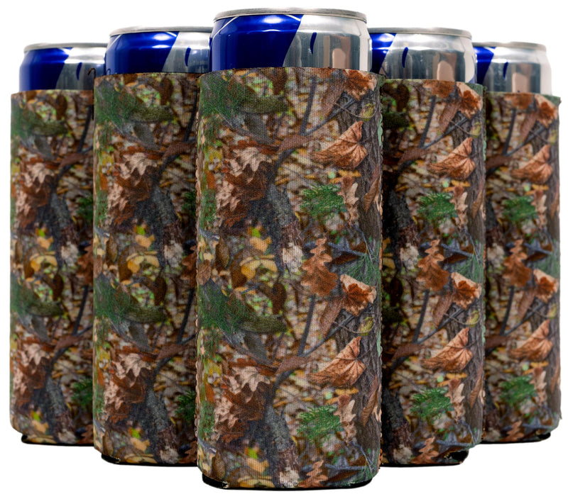 Real Tree Camo Slim Can Cooler Sleeves, Skinny Neoprene -4mm Thickness 1 - 100 Units