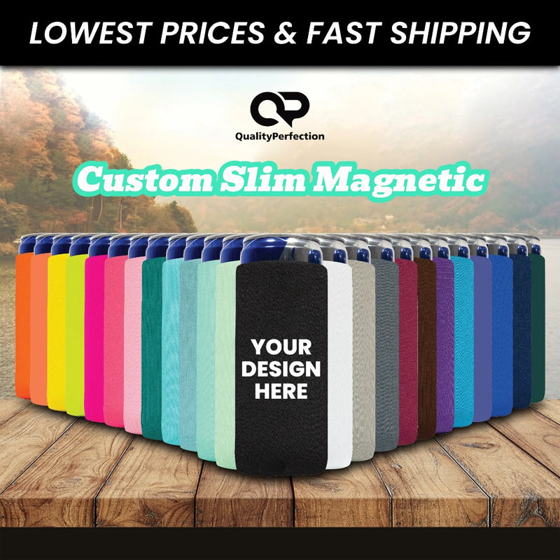 12 Units Custom Magnetic Can Cooler Sleeve Slim 12oz, 4mm Neoprene | QualityPerfection (Copy)