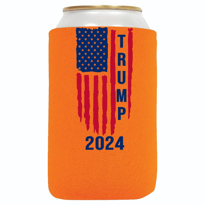 Trump 2024 American Flag Regular Can Cooler Sleeves, Neoprene 4mm - 1 Unit