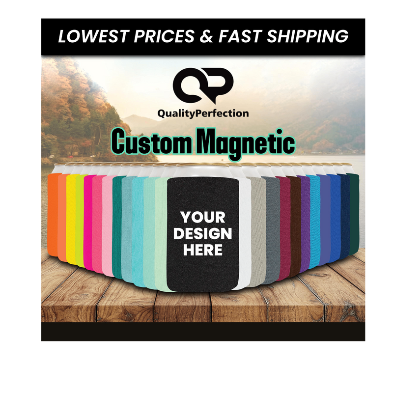 50 Units Custom Magnetic Can Cooler Sleeve Regular 12oz, 4mm Neoprene | QualityPerfection
